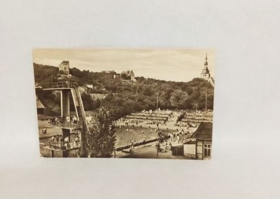AK. Solbad Frankenhausen. Schwimmbad​-Ansichtskarte B36, gelaufen.