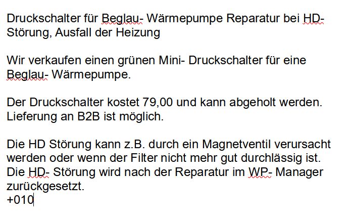 Beglau Direktkondensation Wärmepumpe HD Störung Reparatur     10