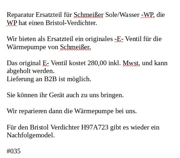 Schmeißer Wärmepumpe Reparatur E-Ventil Kältemittel Kompressor Verdichter Kompre